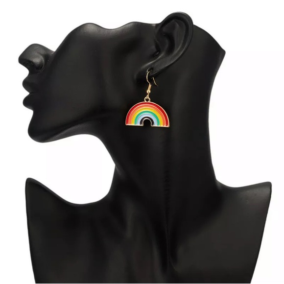 ElegantDrop Earrings 18kYellow Gold Platedrainbow - Picture 3 of 5